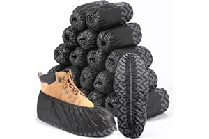ioiopeak X-Large Shoe Covers Disposable 100 Pack (50 Pairs) - Durable, Non-Slip, Water Resistant, and Recyclable Boot Covers 