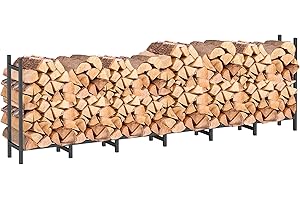 DIAMONDFORGE 8ft Firewood Rack Outdoor, Heavy Duty Fire Wood Stand, Metal Firewood Rack Indoor, Firewood Holder Storage, Log Wood Pile Racks Stand for Patio, Garden, Backyard, Matte Black