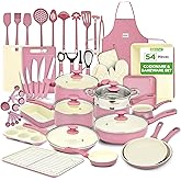 NutriChef 54-Piece Kitchen Cookware Set – Complete Non-Stick Ceramic Pots and Pans Set with Utensils and Knife Set, Compatibl