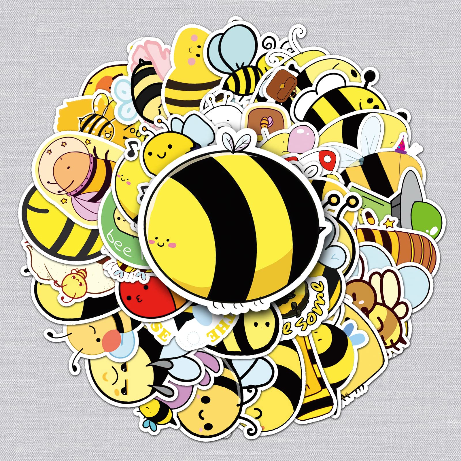 50 Pcs Bees Stickers for Kids Teens Adults Boys Girls Gift,Stickers Pack for Laptop,Skateboard,Luggage,Car,Bike, Cup,Computer,Water Bottle Decor,Bees Vinyl Waterproof Sticker Decals
