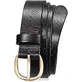 Bekelt Full Grain Leather Belt for Women Fashion Ladies Genuine Solid Leather Belts for Jeans Pants with Gold Buckle