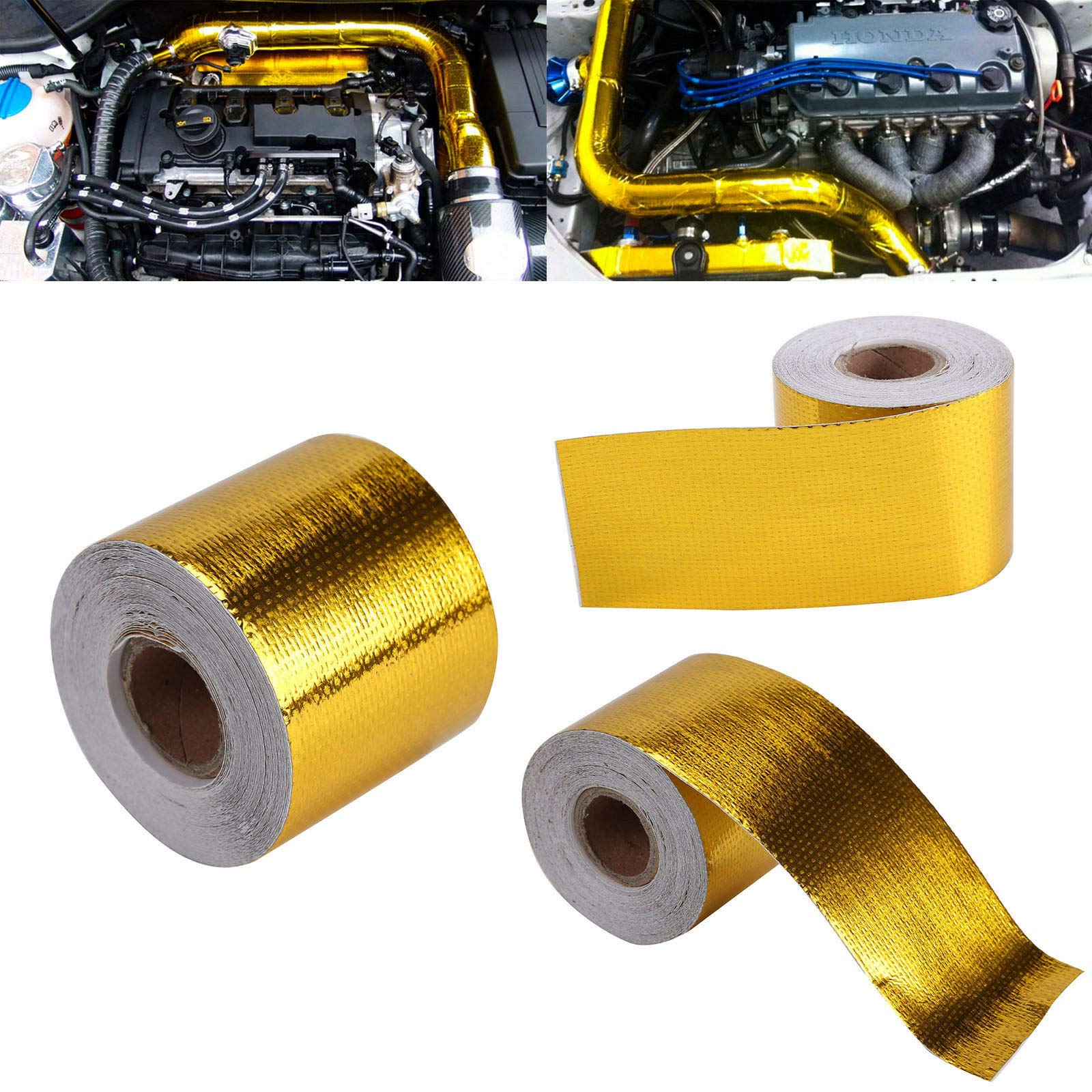 MASO Gold Foil Duct Tape 9MX5CM High Temperature Heat Shield Tape Duct Protective Tapes for Car Oil Pipe Steam Pipe Building Pipe
