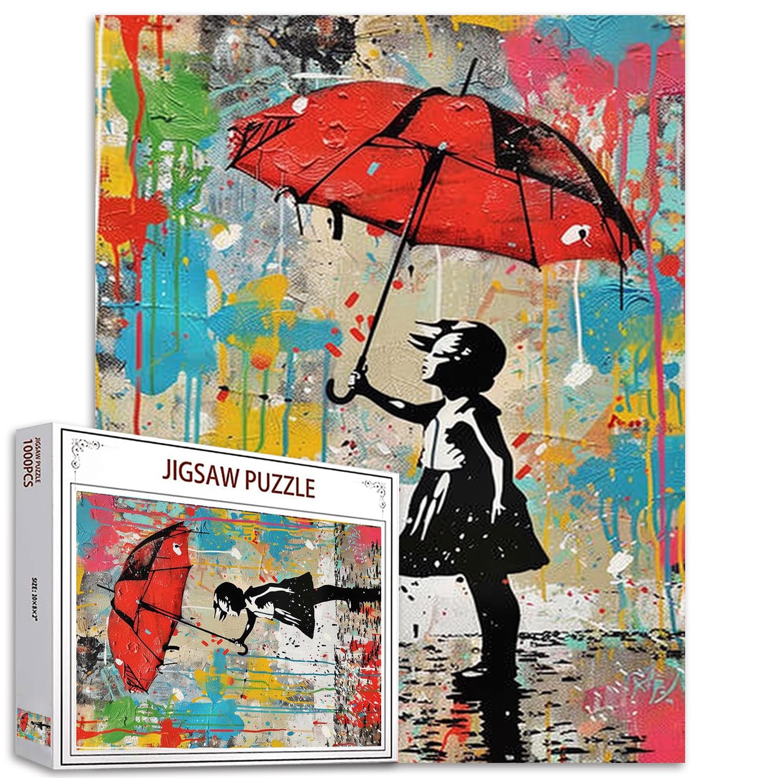 Tucocoo 1000 Piece Jigsaw Puzzle for Adults, Abstract Style Banksy Puzzle for Stimulating Family Activity Games, Colorful DIY Puzzle for Decoration