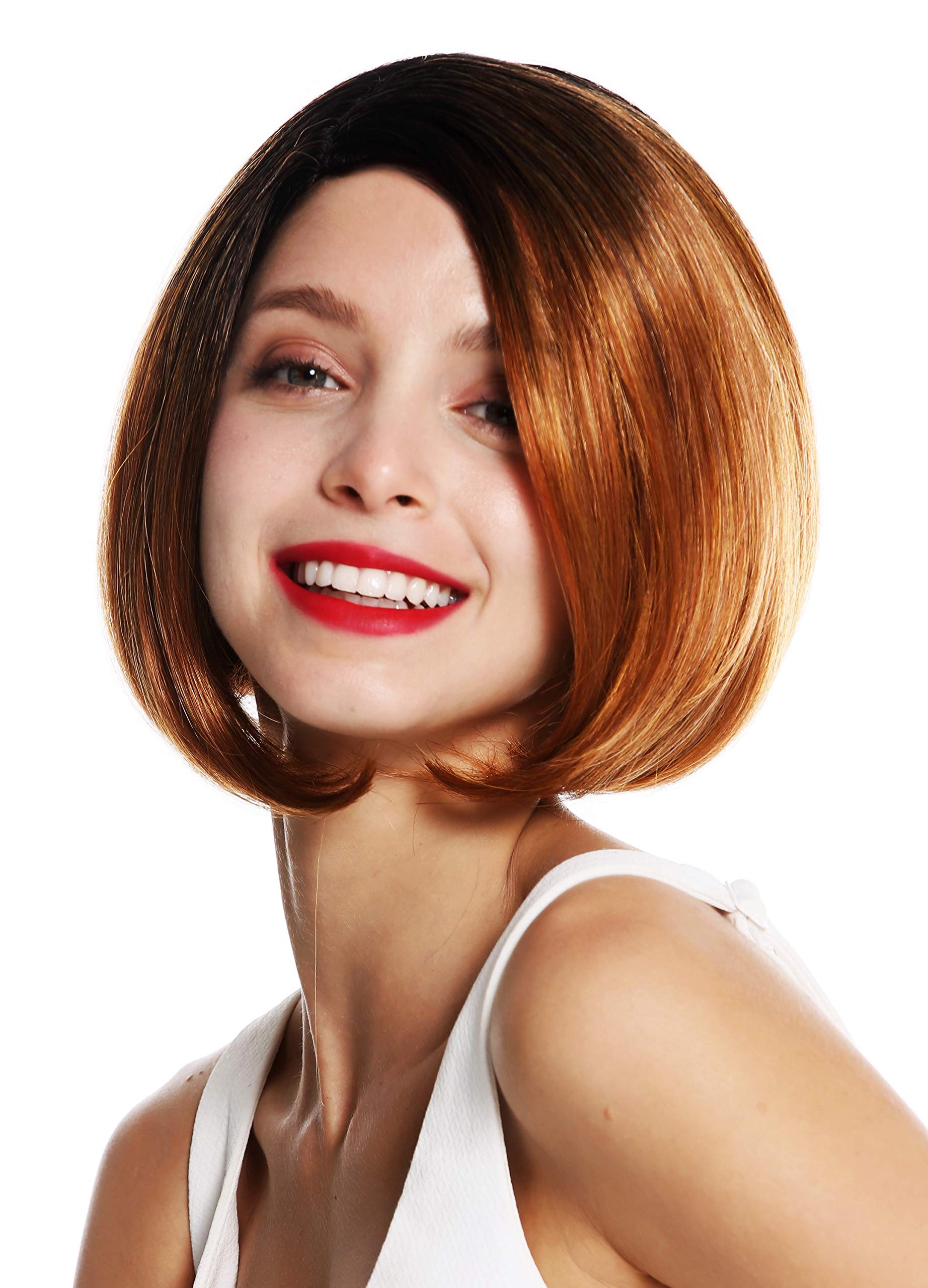 WIG ME UP - VK-29-YS1B+932 quality women's wig short bon long bob parting sleek ombre black reddish blonde