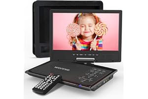 WONNIE 12.5" Portable DVD Player with 10.5" Swivel Screen, Headrest Mount, 5-Hour Rechargeable Battery, Dual Speakers, Car Ch