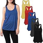 Sexy Basics Womens Racer Back Tanks | Ultra Soft Stretch | Dry - Fit Athletic Tops | Multi Packs
