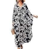 Yanziliu Kaftan Dresses for Women V-Neck Batwing Sleeves Swimsuit Beach Cover Ups Tie Dye Caftan Hawaiian Dress