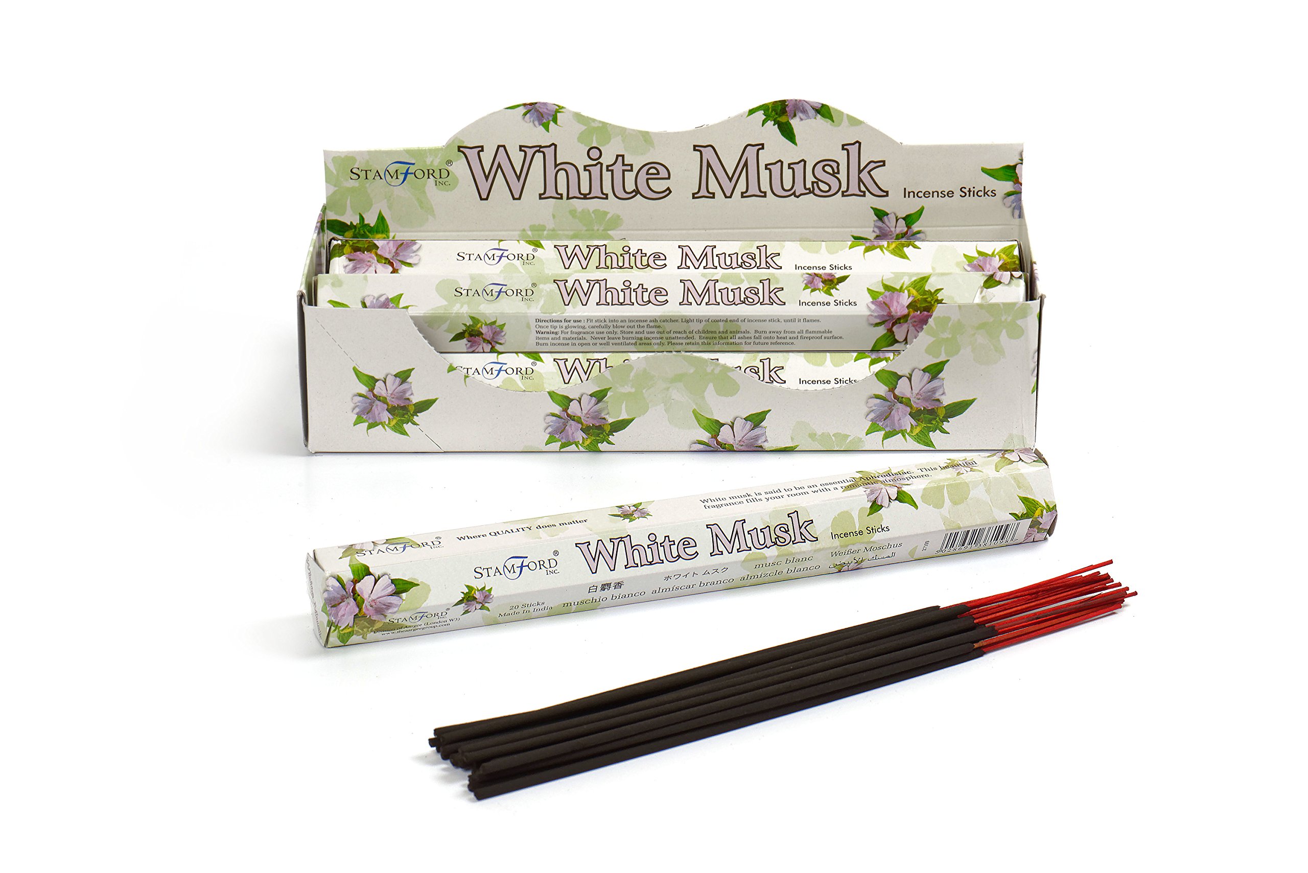 STAMFORD INC. 37109 White Musk Incense Sticks, 20 Sticks x 6 Packs — image 1