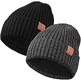 OZERO Knit Beanie Winter Hat, Thermal Thick Polar Fleece Snow Skull Cap for Men and Women