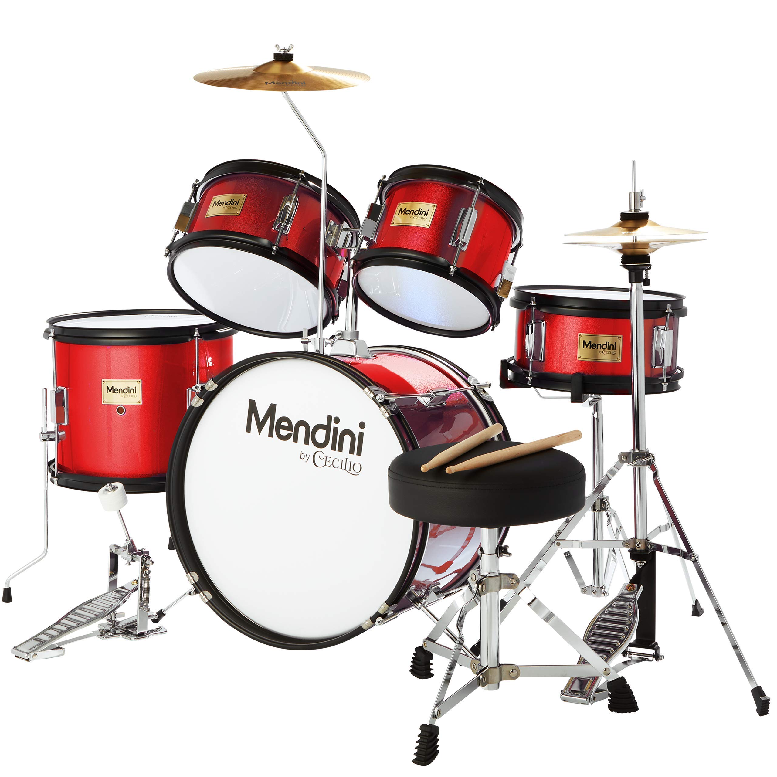 Mendini by Cecilio Kids Drum Set Piece Full 16in Youth Drumset