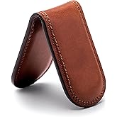 Bosca Men's Leather Money Clip Wallet - Magnetic, Luxury Full Grain Italian Dolce Leather Slim Clip For Men, Hand Stitched, Gift-Ready Packaging, Dark Brown