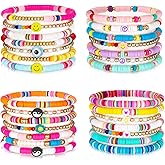 Yaomiao 28 Pcs Clay Bead Friendship Bracelets Bulk for Women Summer Heishi Surfer Bracelets Set Colorful Preppy Beaded Stretch Bracelet Stackable Boho Disc Party Y2k Aesthetic Beach Jewelry Gift