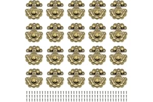 ASAMUYU 20 Pieces Flower Buckle Lock Bronze Color Staple Latch Hasp for Drawer Cabinet Wooden Case Lock Vintage Latch Hasp (Bronze)