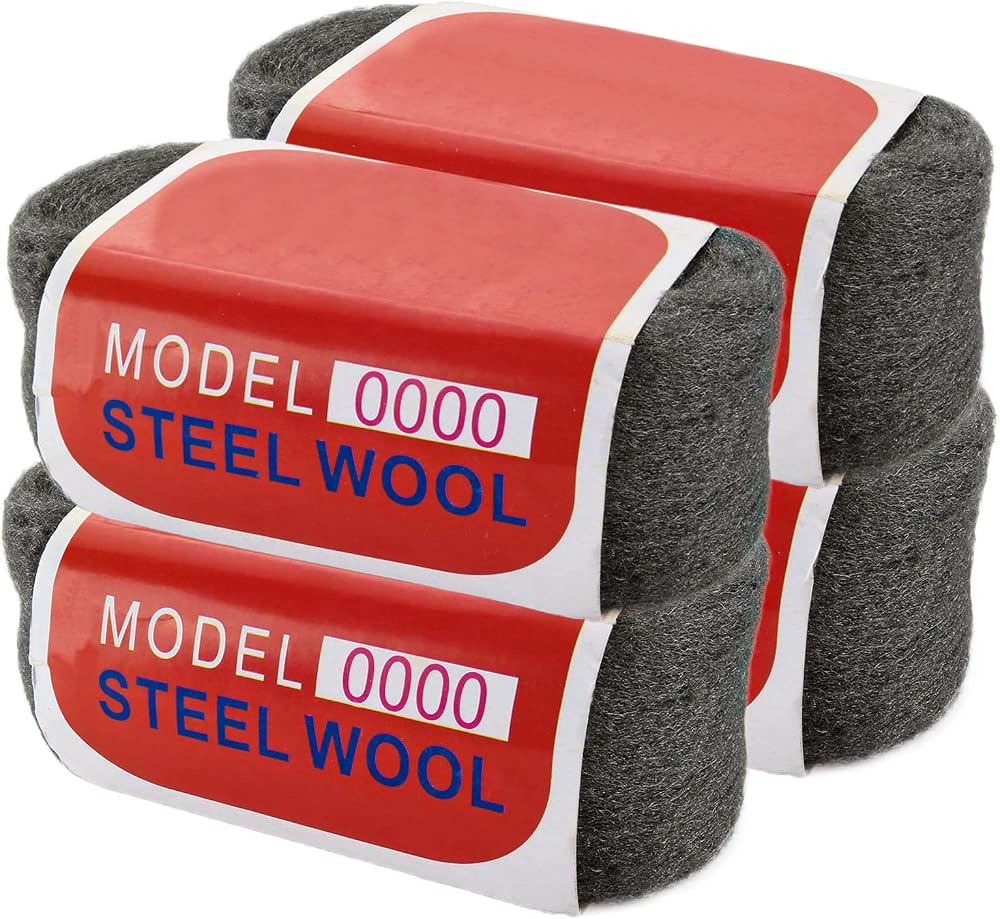 ASelected 16M Steel Wool 0000 Grade 4x100g for Cleaning Buffing Polishing Metal