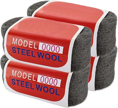 ASelected 16M Steel Wool 0000 Grade 4x100g for Cleaning Buffing Polishing Metal