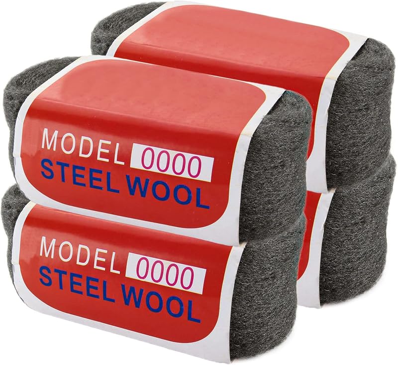 ASelected 16M Steel Wool 0000 Grade 4x100g for Cleaning Buffing Polishing Metal