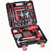 8V Cordless Drill Set, 132-Piece Home Tool Set for DIY &amp; Home Improvement