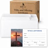 Christian Church Tithing Envelopes Self-Seal (500 Pack) - 6.5"x3.5" Offering Envelopes with Pre-Printed Fields for Tithes, Offerings, and Missions (Modern)