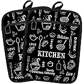 Fyecoluo Dark Kitchen Pot Holders 2 Pack Set, Gifts for Cooking Lovers, Chef Gifts for Men Women, Retro Cook Chef Heat Resistant Oven Hot Pads for Kitchen Countertop Baking,075 Potholder