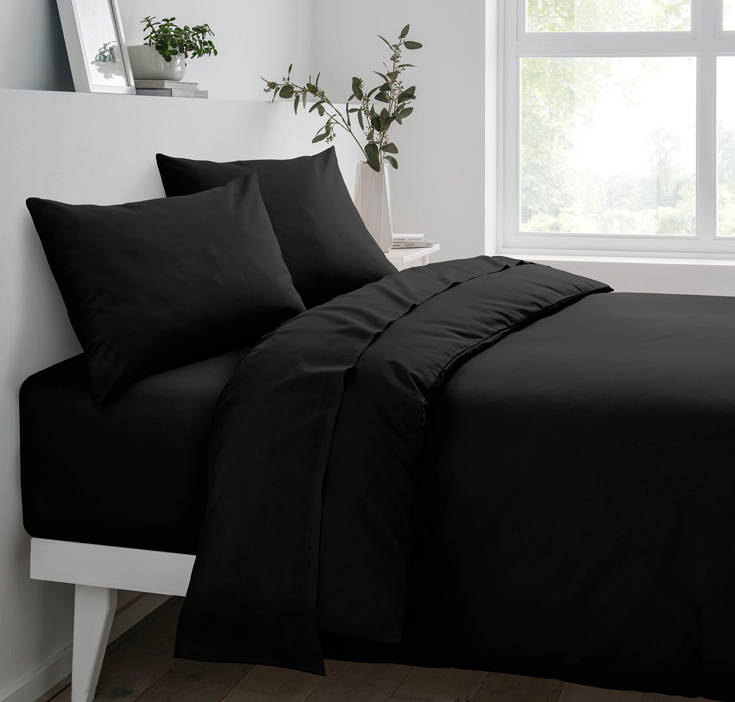 Sleepdown Polycotton Fitted Sheet Black, Super King