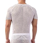 YOOBNG Sexy Men's T-Shirt Mesh Fishnet Sleeveless Undershirt Hollow Out Tank Top