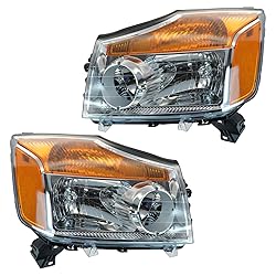 TRQ 2 Piece Headlight Assembly Set Chrome Bezel