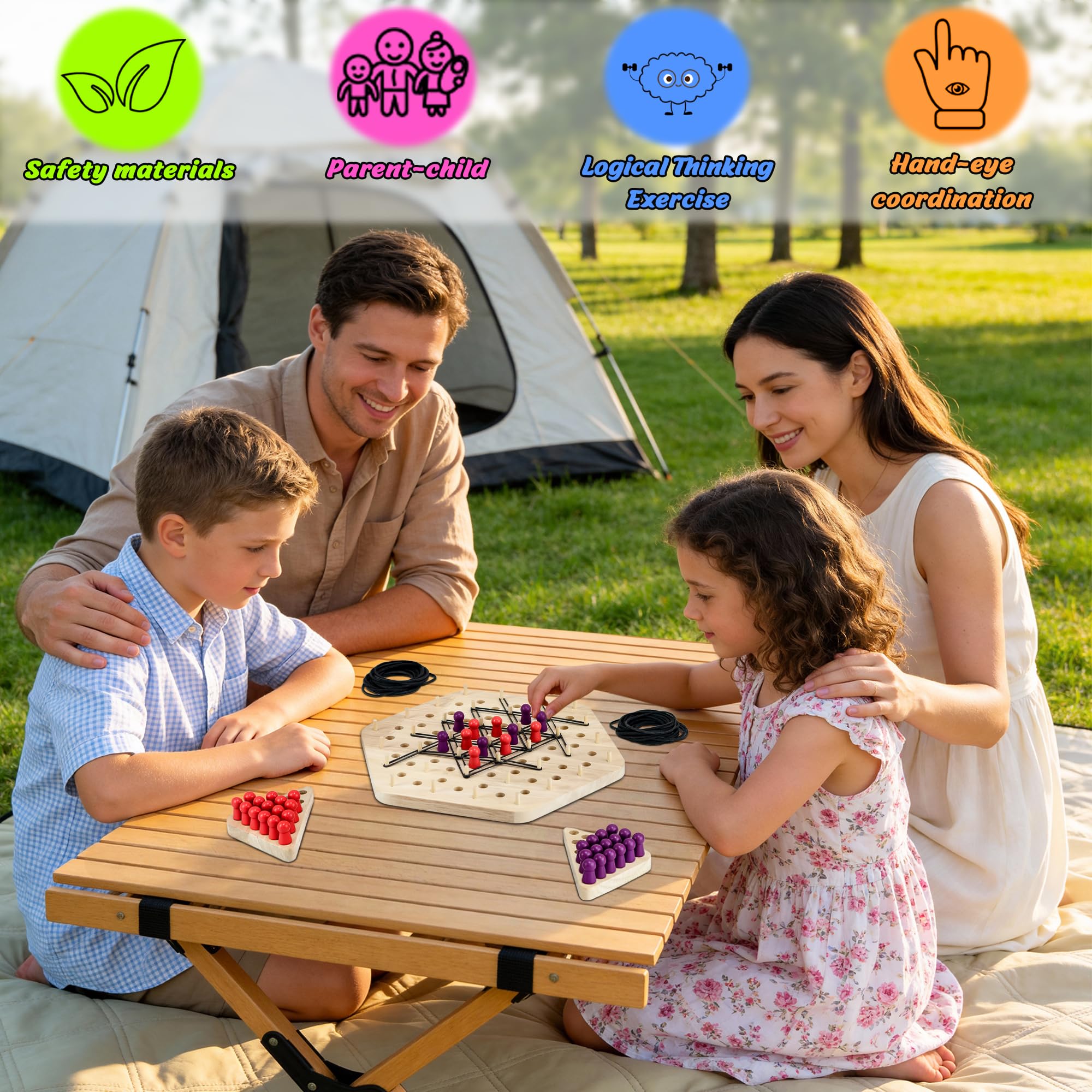 Triangle Chess Game, Dreiecksschachbrett-Strategie-Brettspiel, Lustiges Gummiband Spiel, Klassische Desktop-Brettspiele, Lernspielzeug Partyzubehör, Logik Spiele für 2-4, Geschenke für Jungen Mädchen 4