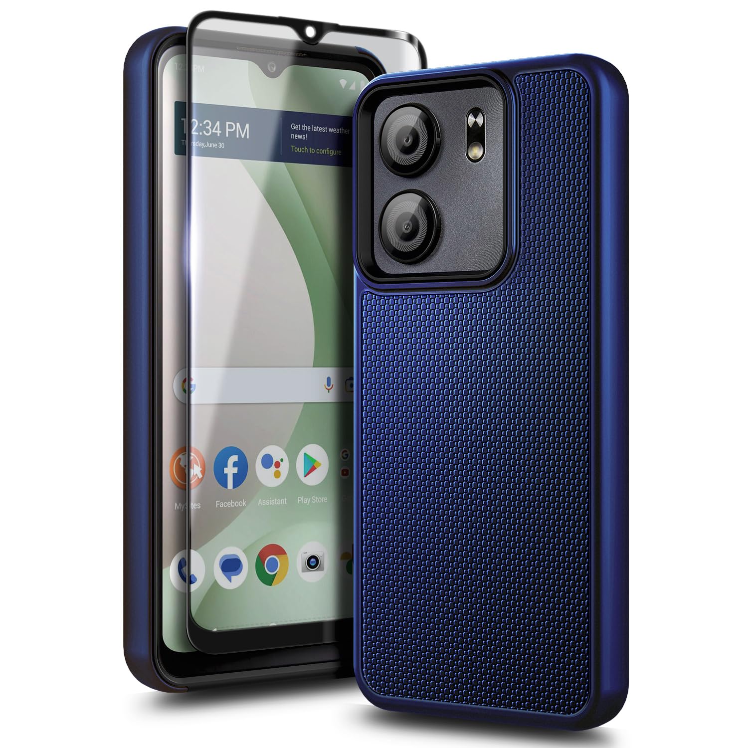 Photo 1 of WDHD Designed for BLU View 5 Phone Case, BLU F5 5G Case with Tempered Glass Screen Protector, Full-Body Protective Dual Layer Hybrid Shockproof Phone Case for BLU View 5 B160V (Blue)