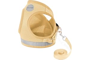 GAUTERF Cat Harnesses and Puppy Harness with Leashes Set, Escape Proof Cat Harness, Adjustable Reflective Soft Mesh Vest Fit Puppy Kitten Rabbit Ferrets's Outdoor Harness