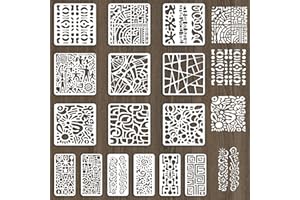 INFUNLY 15pcs Abstract Line Stencil for Painting 5.9x5.9 Reusable Geometric Stencil 7.8x3.9 Burlap Art Mixed Stencils Brick Layered Drawing Template for Wood Canvas Wall Paper Home Decor