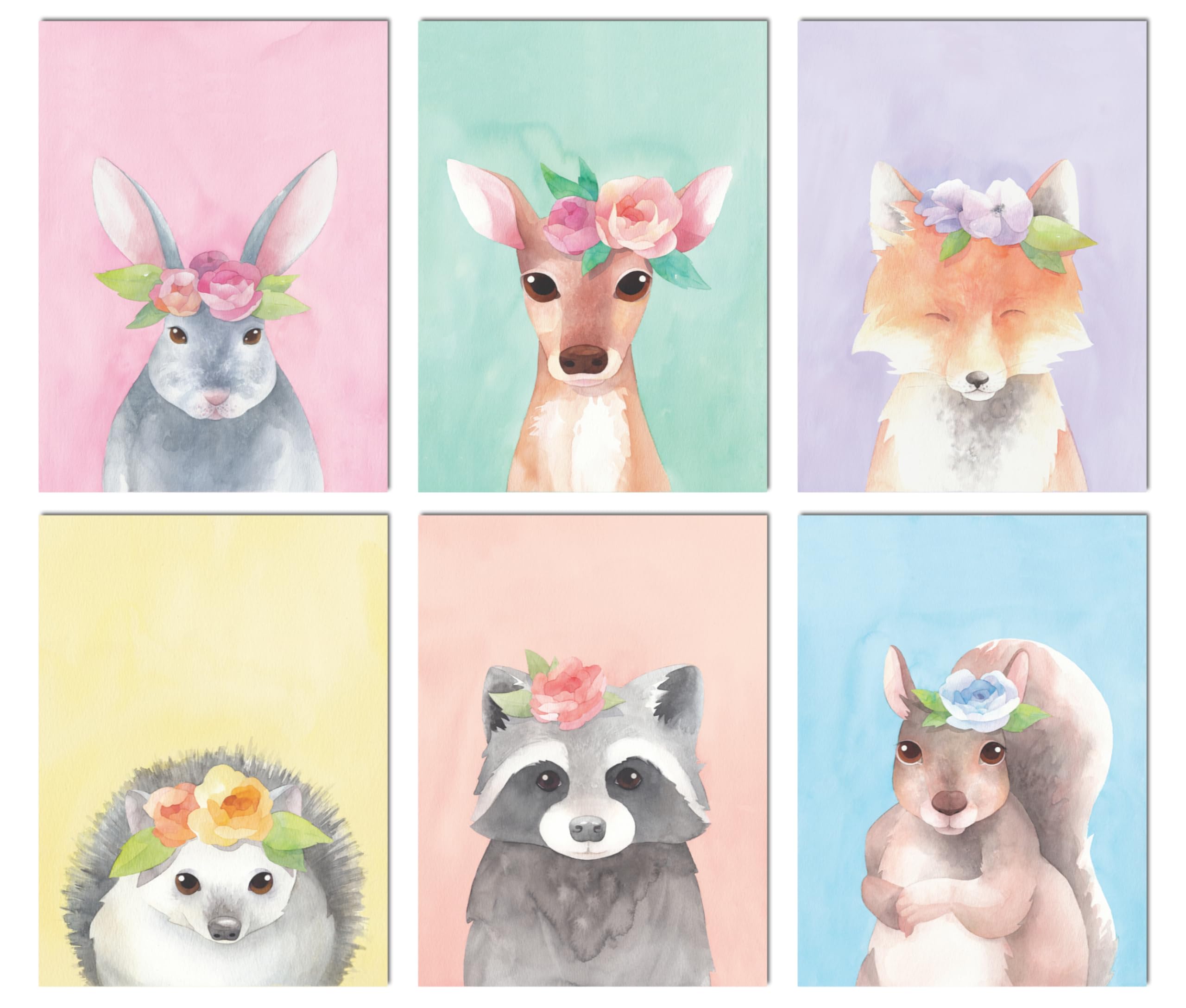 L & O Goods Woodland Animals Nursery Décor | Baby Boy & Girl Wall Art Watercolor Prints | Set of 6 Posters for Bedroom Decoration | Cute Kids Posters | 8 x 10’s
