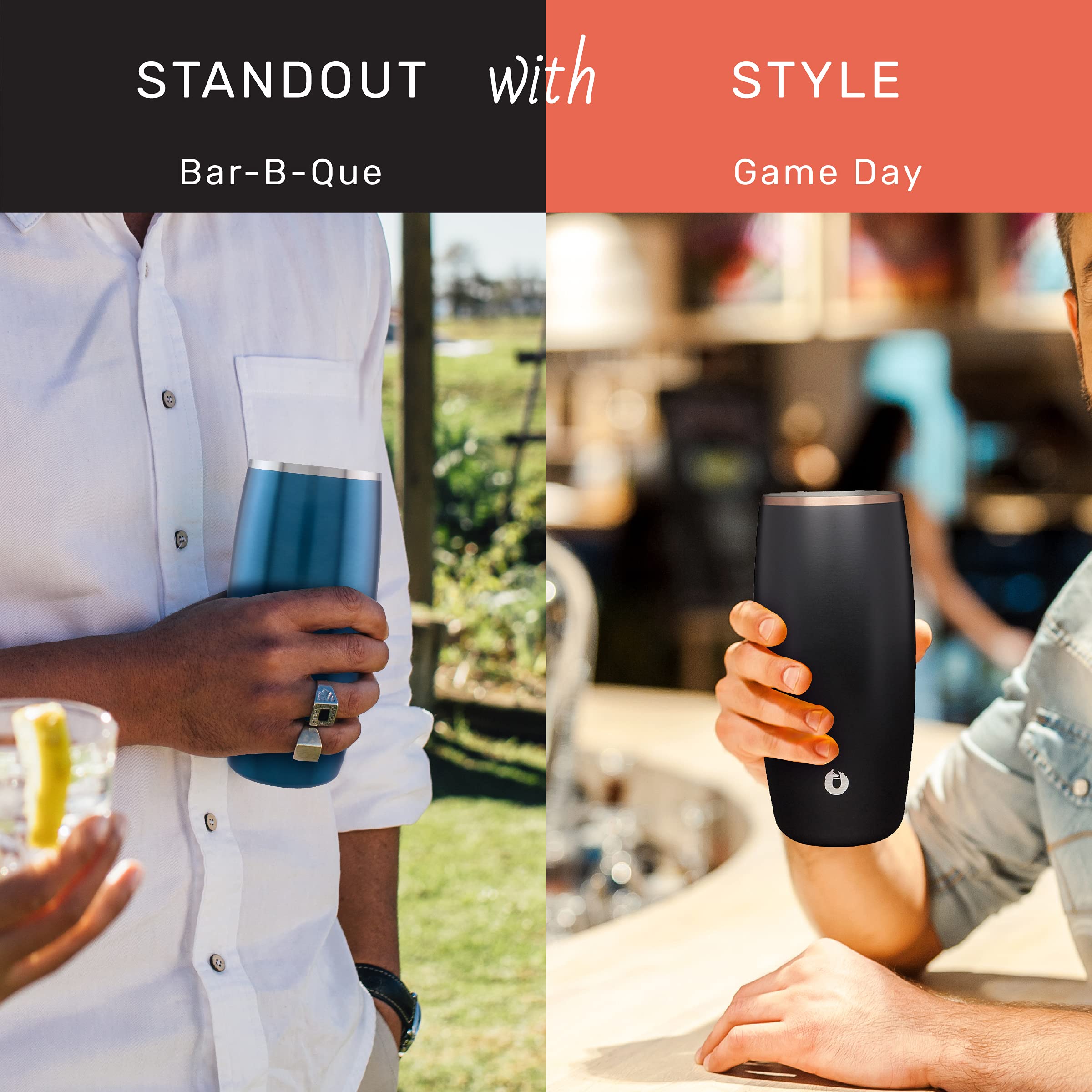 SNOWFOX Premium Vacuum Insulated Stainless Steel Beer Glass, Home Bar Accessories, Elegant Bartending, Lightweight Pint Glasses, Sleek Drinkware, Frosty Beverages Stay Cold, 18oz, Set of 2,Olive Grey