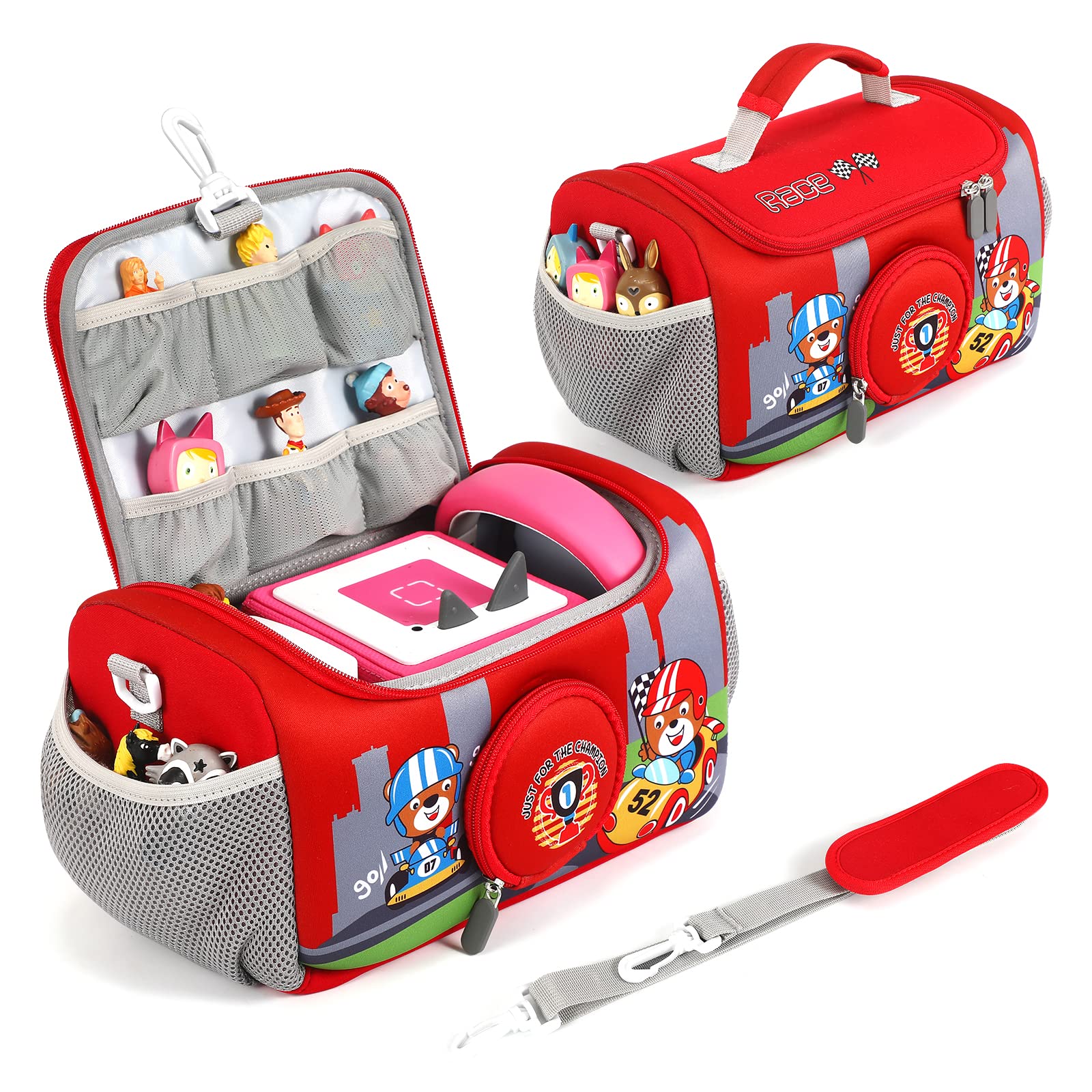 OUKNAK Carrying Case for Toniebox Starter Set, Storage Carrier Bag for Toniebox 2 Audio Player Carrying Box for Toniebox Accessories Travel Carrying Bag for Toniebox (Red)