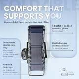 Straame Zero Gravity Chairs Set of 2 Folding Sun Loungers Navy view 6