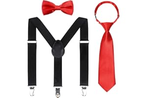 Kajeer Kids Suspender Bowtie Necktie Sets - Adjustable Elastic Classic Accessory Sets for 6 Months to 13 Year Old Boys Girls