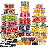 52 Pcs Food Storage Containers with Lids Airtight (26 Containers & 26 Lids) - Leakproof Meal-Prep Container for Kitchen Storage and Organization, Stackable Plastic Food Containers with Labels & Pen