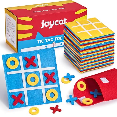 JoyCat Tic Tac Toe Mini Board Game Toy for Kids and Family