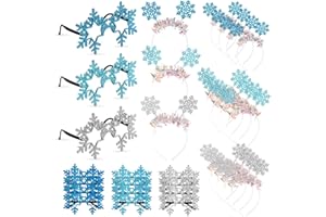 Libima 24 Pcs Snowflake Glasses Snowflake Headbands Princess Hair Hoops Snow Sunglasses Sets for Winter Christmas party(Blue)
