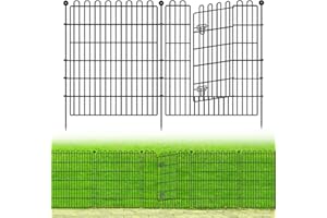 CLEASO 10 Panels No Dig Decorative Garden Fence with Gate for Yard, 32 in(H) X 23.6 ft(L) Animal Barrier Fencing for Outdoor Dog, Metal Portable Garden Fences for Borders, Pets, Landscape, Temporary Fence