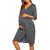 Ekouaer Maternity Robe Nursing Robes for Hospital Labor Delivery V Neck Pregnancy Bathrobe Womens Postpartum Nightgown