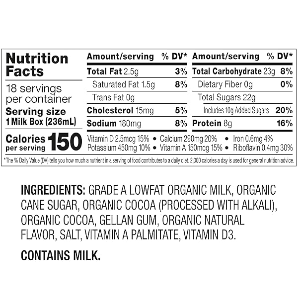 HORIZON ORGANIC SHELF STABLE 1% LOWFAT CHOCOLATE MILK BOXES, 8 FL OZ, 18 COUNT – 8G PROTEIN PER SERVING, USDA ORGANIC UHT FROM PASTURE-RAISED COWS, READY TO DRINK FOR LUNCHBOX, TRAVEL, OR ON-THE-GO, NO REFRIGERATION NEEDED