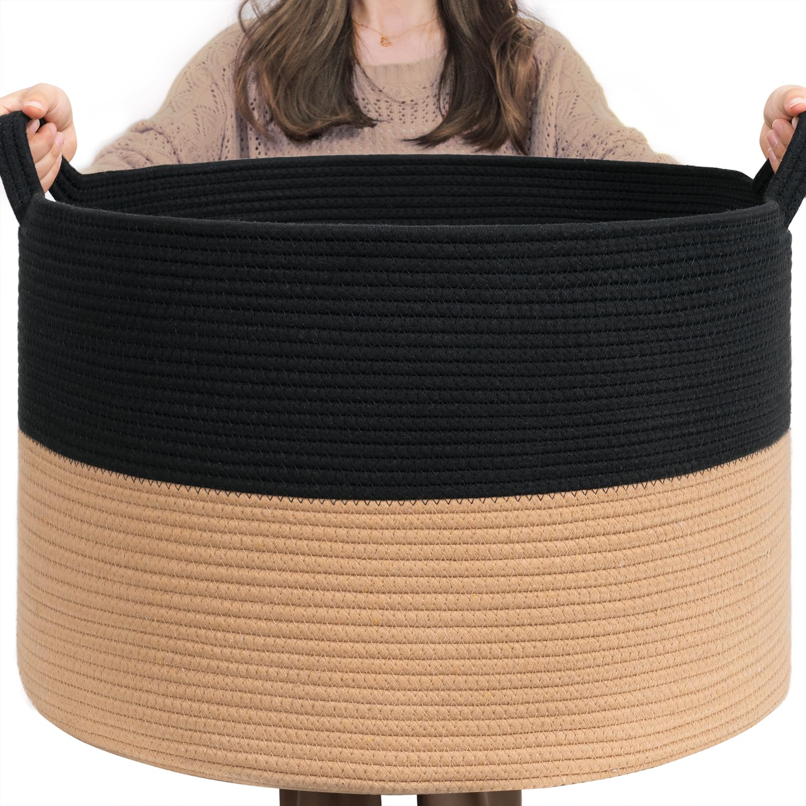INDRESSME XXXLarge Cotton Rope Basket Woven Baby