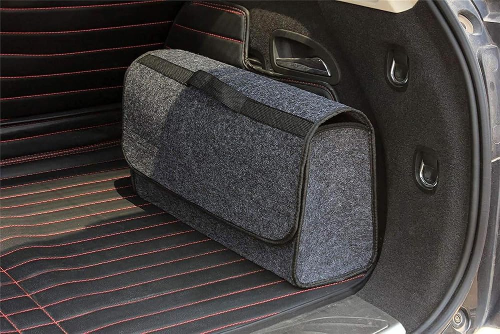 Vinsani Car Boot Organiser Bag Anti Slip Foldable Large Grey
