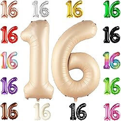 KatchOn, Giant Caramel 16 Balloon Numbers - 40 Inch
