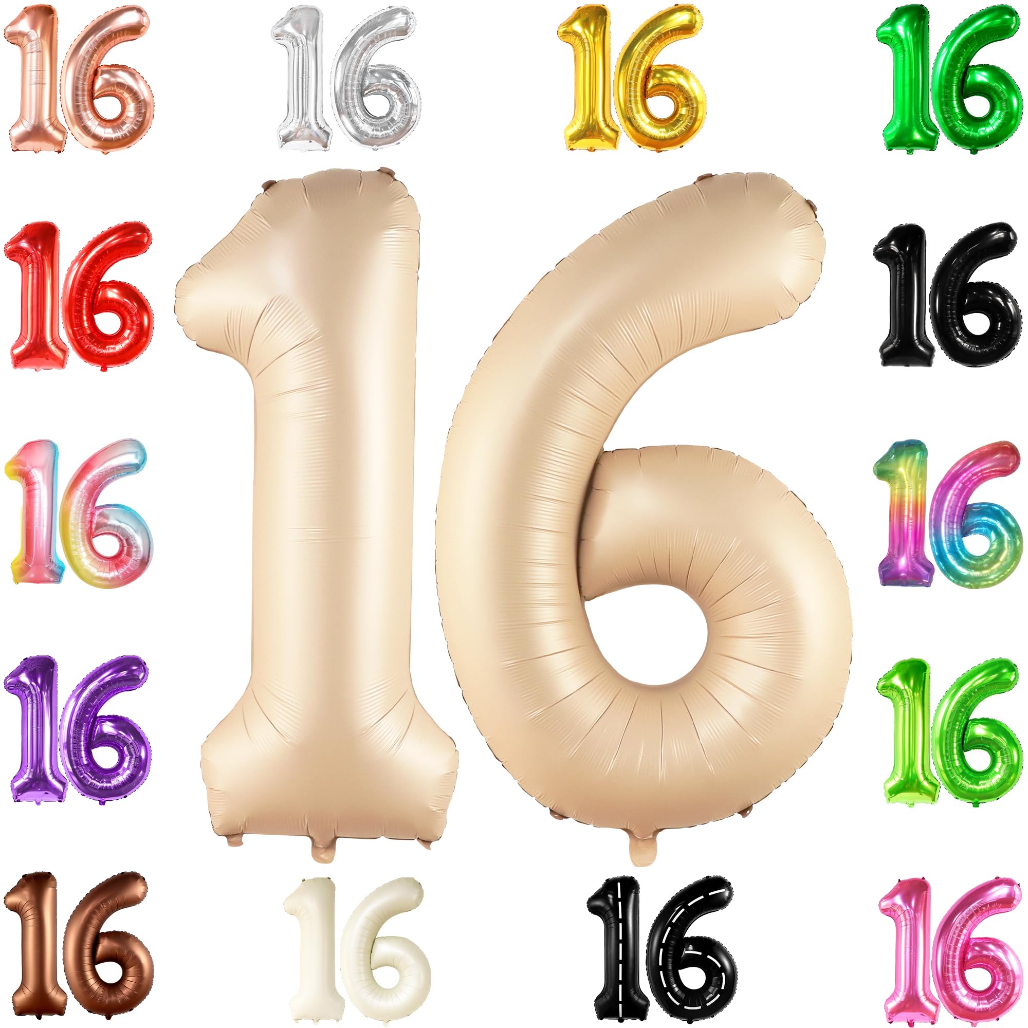 KatchOn, Giant Caramel 16 Balloon Numbers - 40 Inch