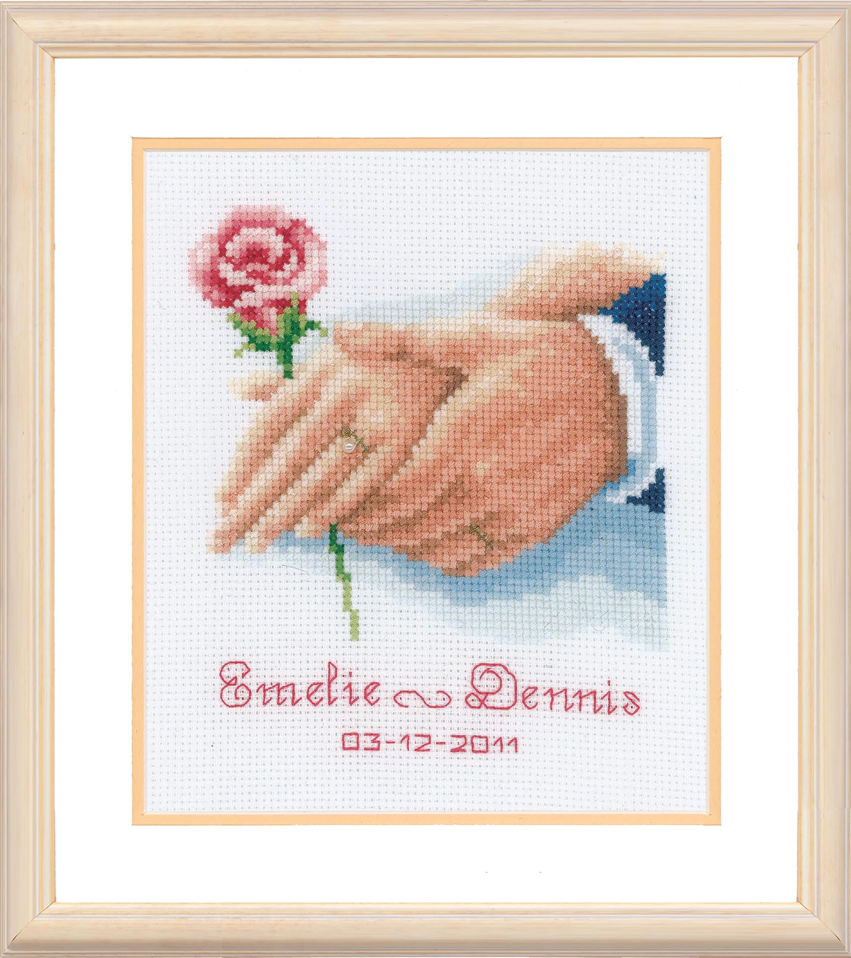 Vervaco Wedding Record Holding Hands Counted Cross Stitch Kit, Multi-Colour