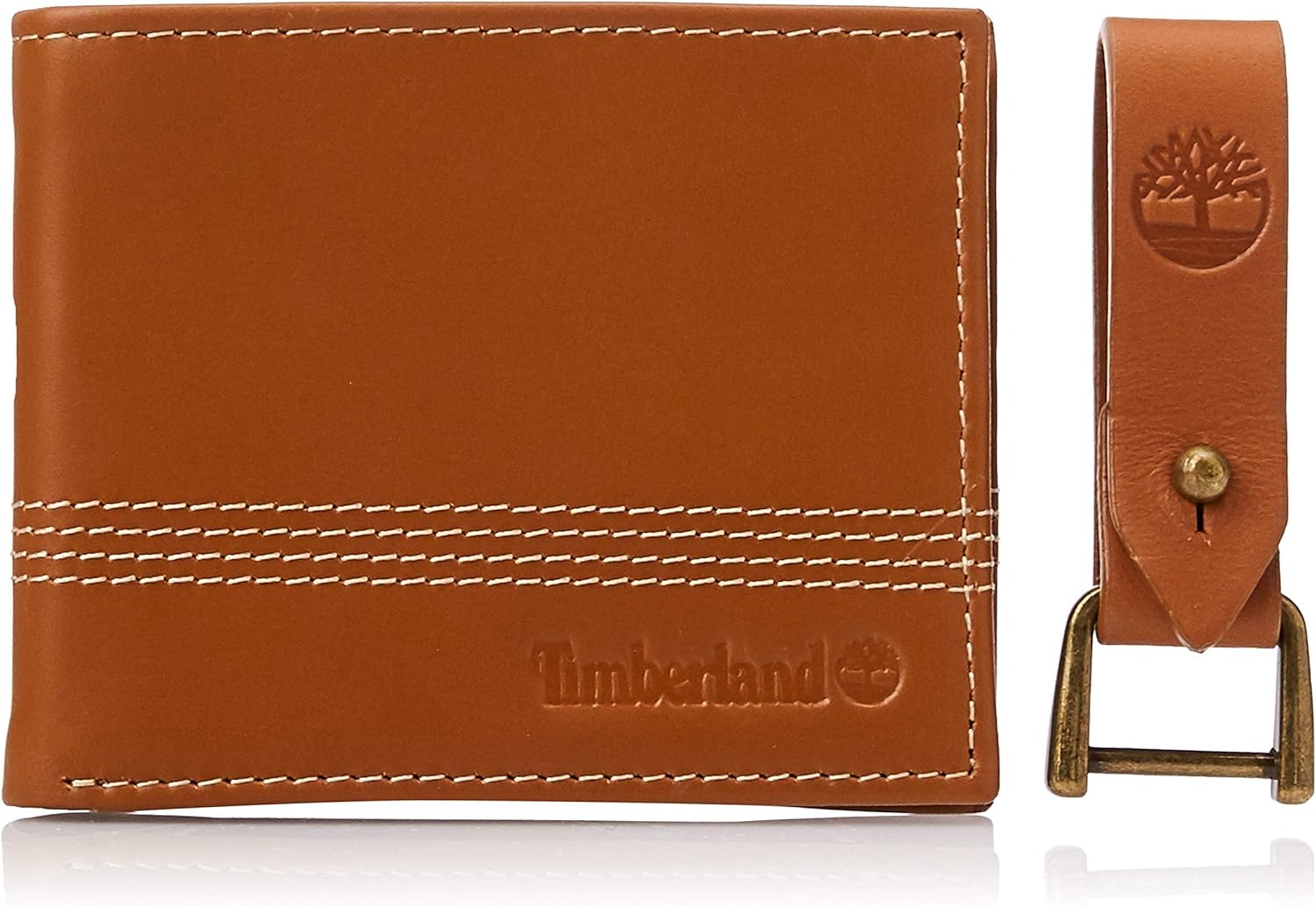 Timberland Men's Leather Slimfold Wallet with Matching Fob Gift Set