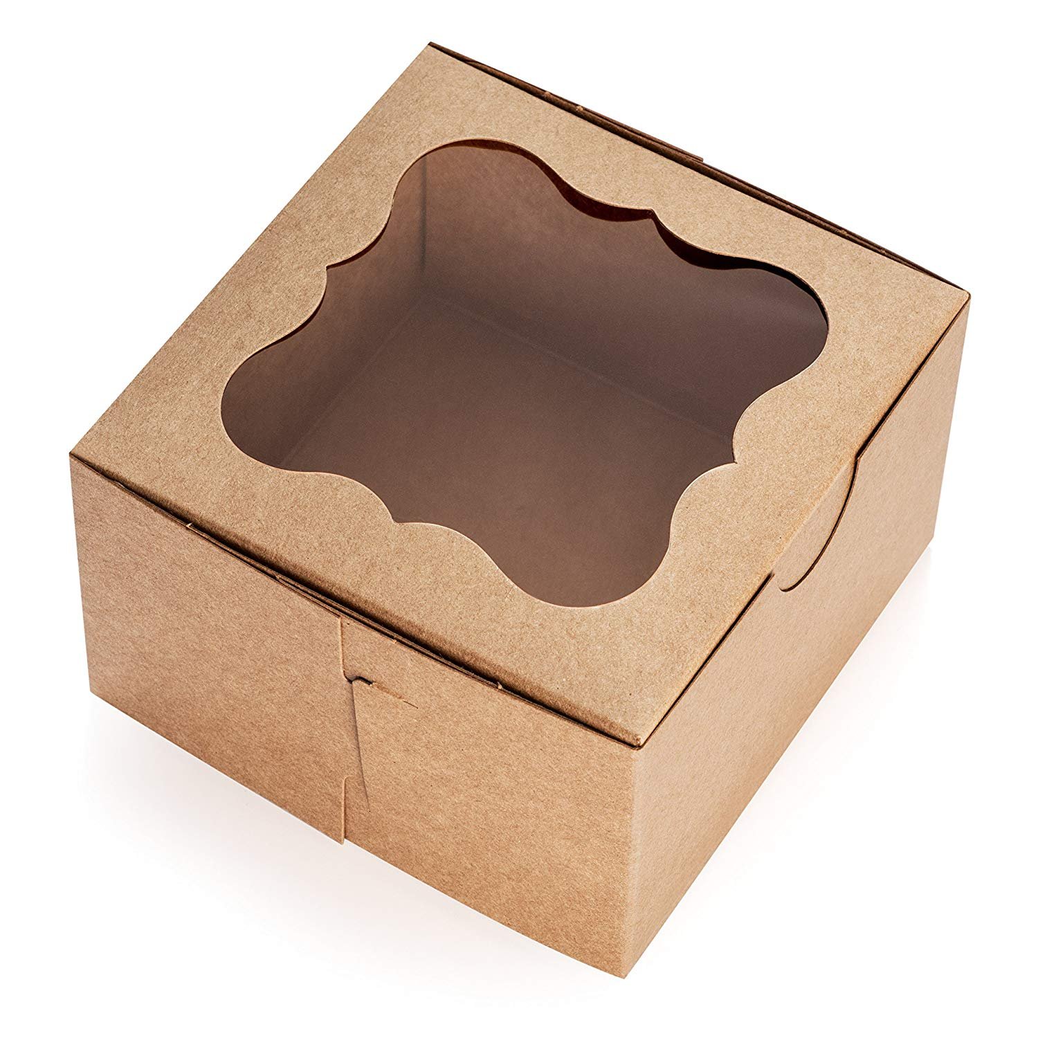 Pie 50 Pack Brown Bakery Box with Window 4x4x2.5 inch EcoFriendly
