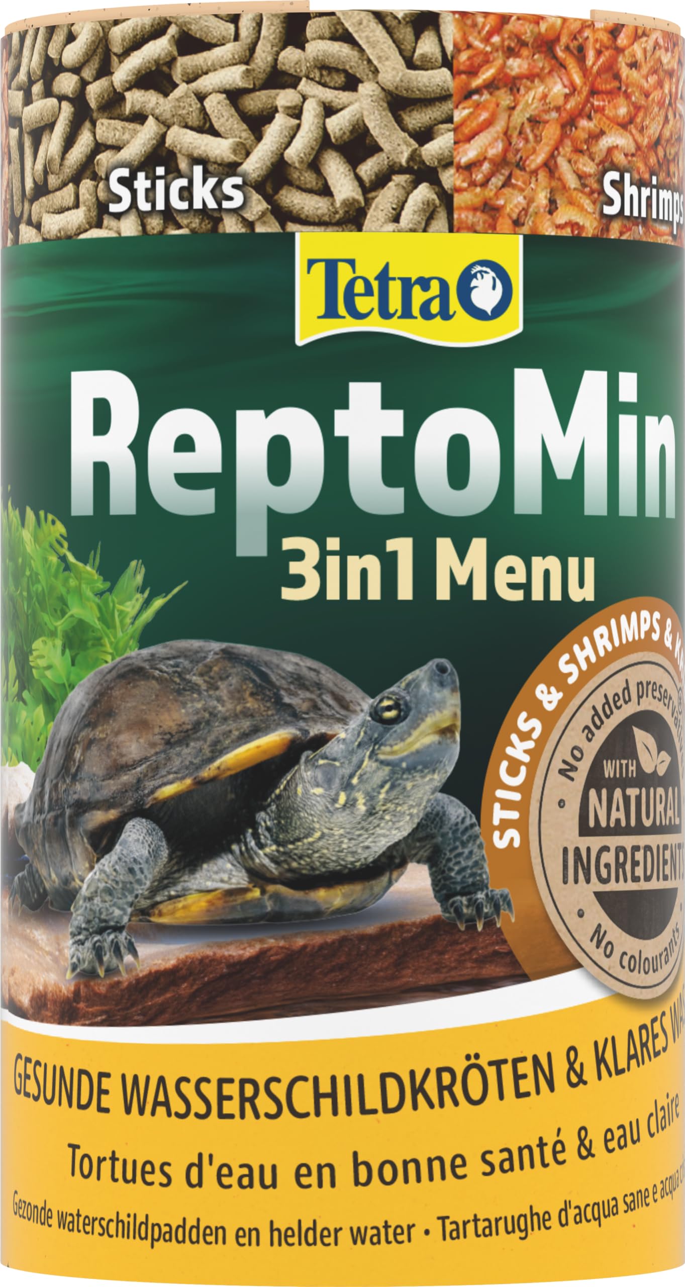 Tetra ReptoMin Menu, Complete Food with Sticks and Shrimps for Water Turtles, 250 ml