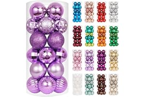 XmasExp 24ct Christmas Ball Ornaments Shatterproof Christmas Ornaments Set Decorations for Xmas Tree Balls Halloween Decorations (1.57''/40mm, Light Purple)